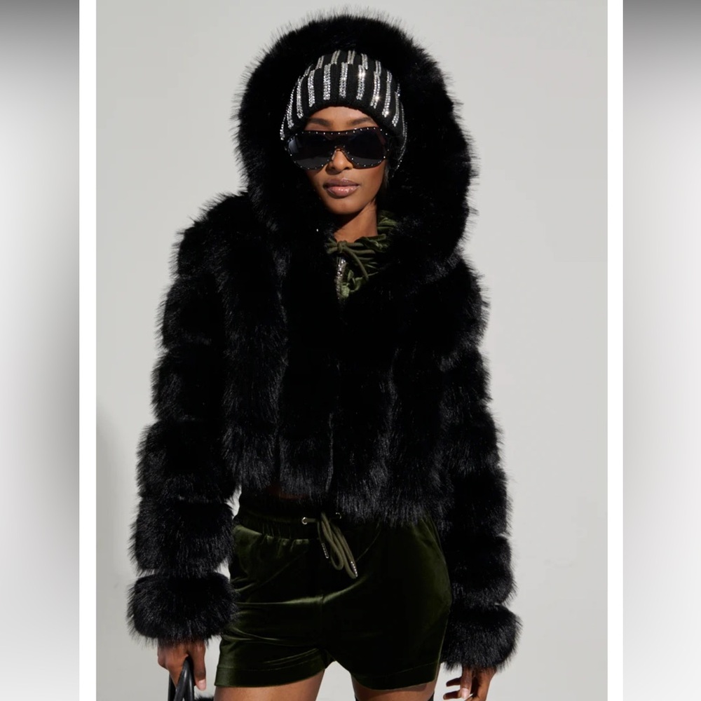 FAUX FUR COAT BLACK